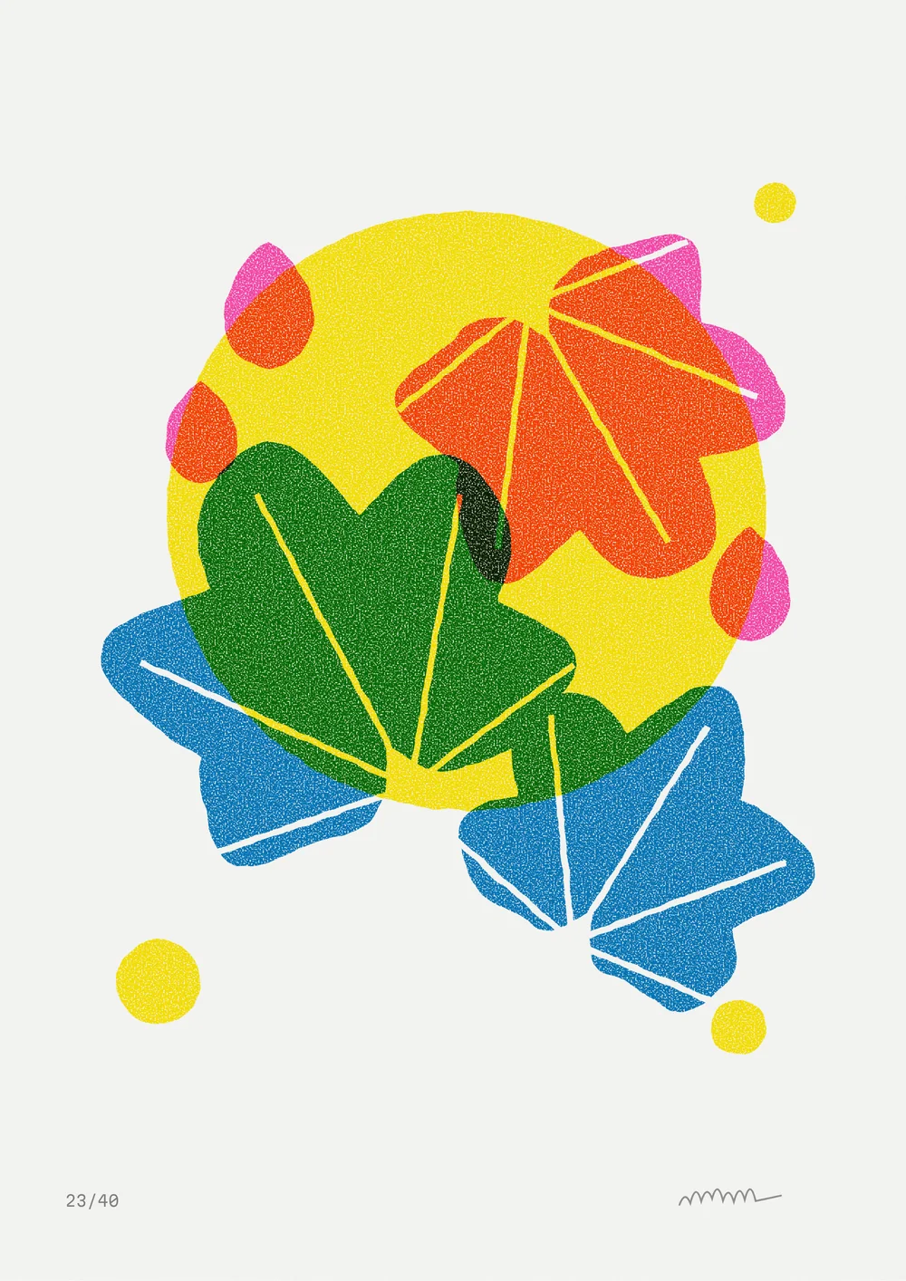 Fig leaves, screen print, 3 colours, original artwork by Fenn Prints.