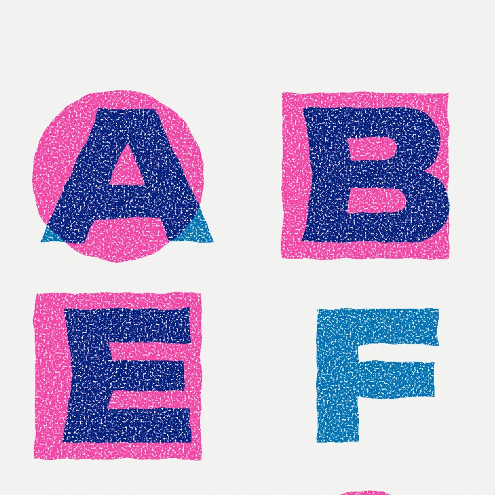 Close up of the ink on Alphabet poster.