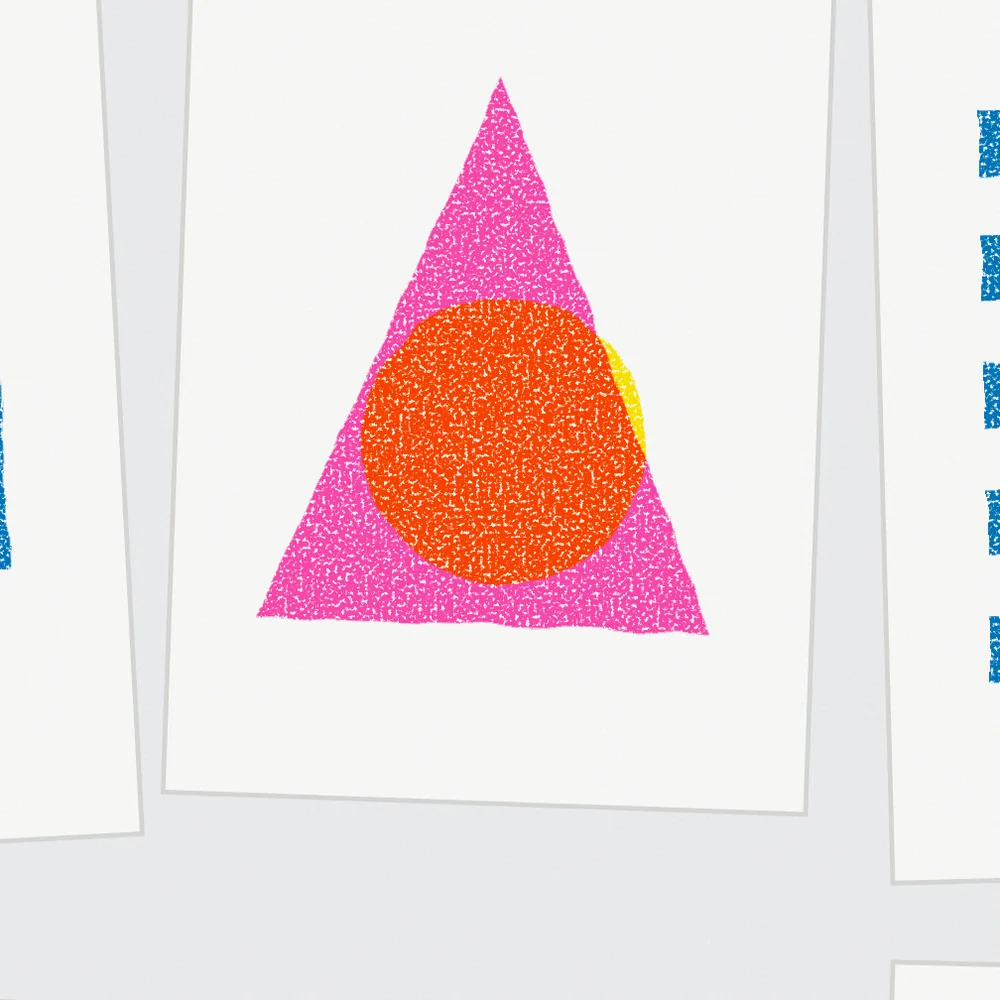 Close up of the ink on Shape cards, pack of six.