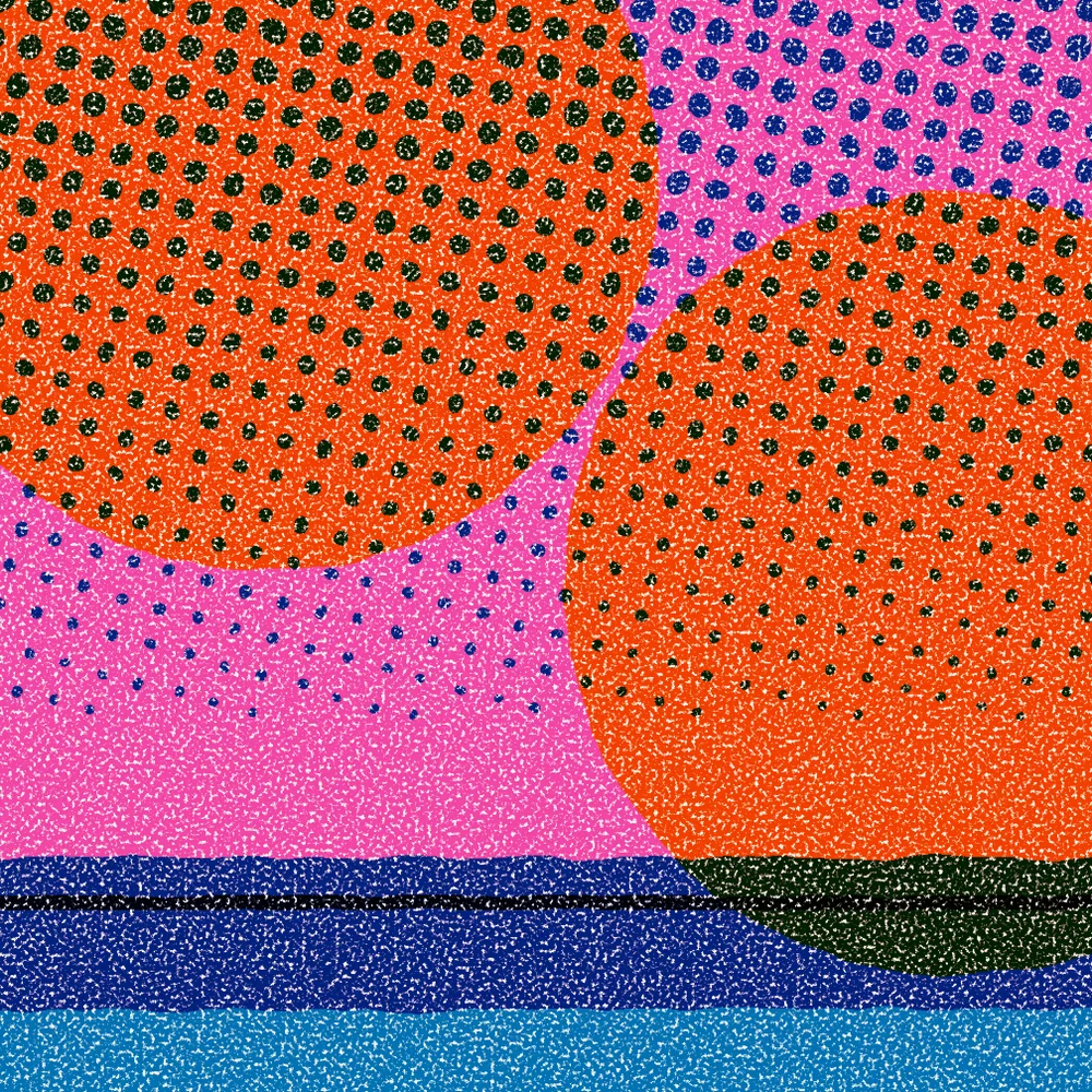 Close up of the ink on Three suns.
