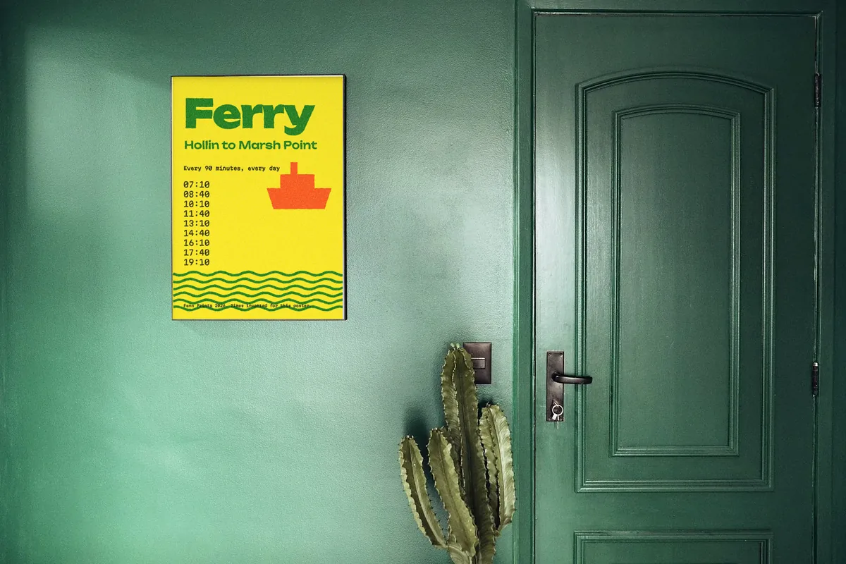 Ferry timetable poster in 50 x 70 cm, unframed.