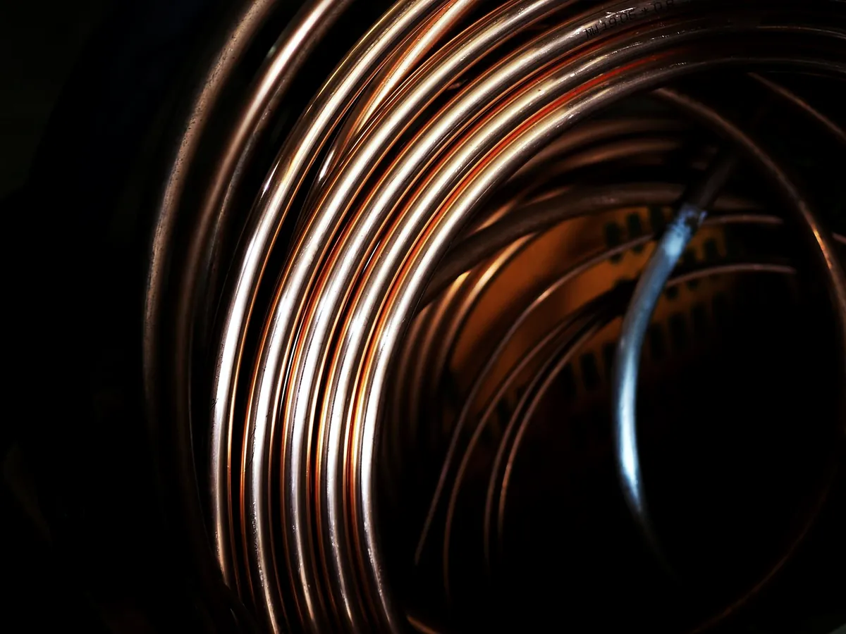 Copper tube in coils, before it is cut to length