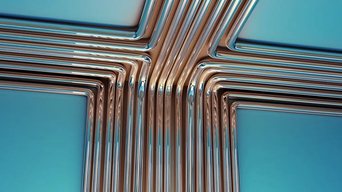 22 mm copper tube bent around a corner on a heating job.
