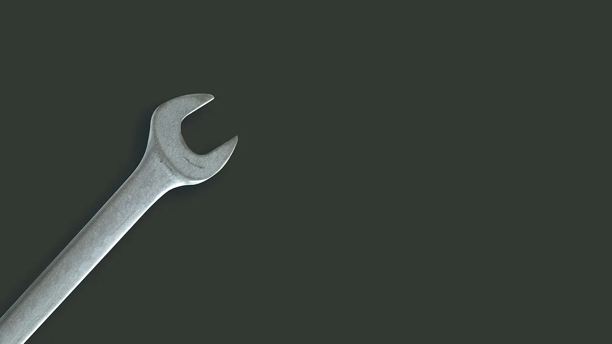 The open end of a combination spanner.