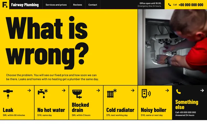 Home page of the Fairway Plumbing example site