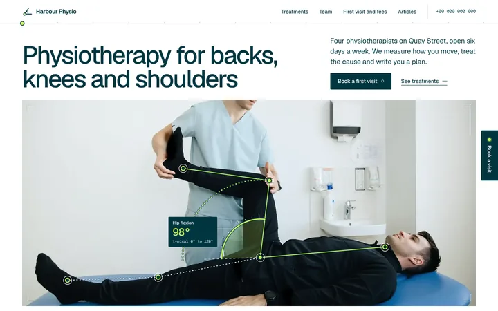 Home page of the Harbour Physio example site
