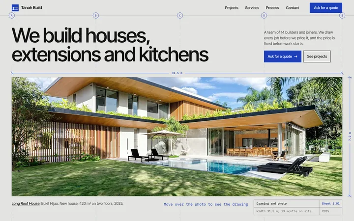 Home page of the Tanah Build example site
